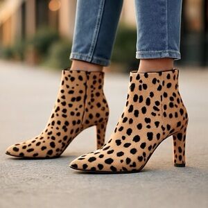 🆕 Frame Le Rodeo Leopard Print Calf Hair Ankle Boots Size 37, US 6.5 NWOB